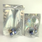 Gepersonaliseerde logo Zip Lock Bags Flat Holographic Film Mini Mylar Driezijdige zegel